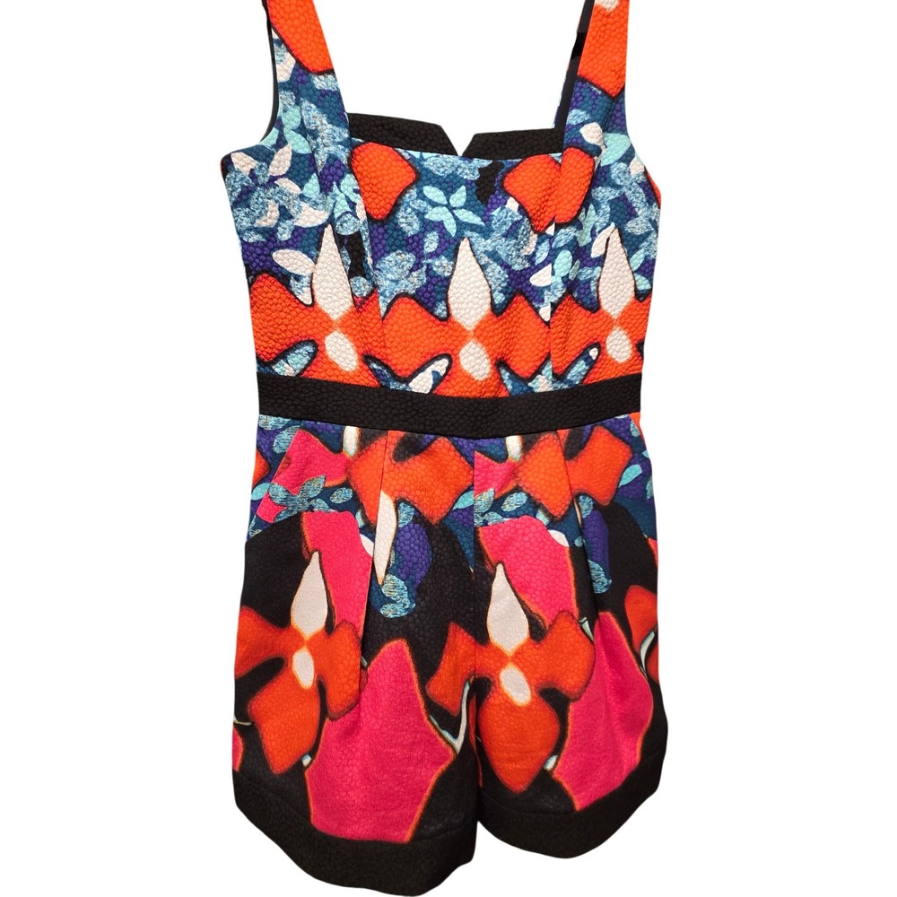 PETER PILOTTO Women's Size 4 Colorful Floral Print Sleeveless Romper Pockets - Picture 5 of 9